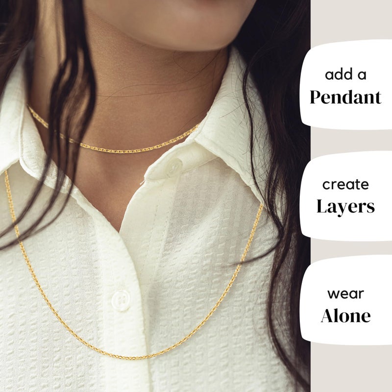 KISPER 24k Gold Cable Link Chain Necklace â€“ Thin, Dainty, Gold Plated Stainless Steel Jewelry for Women & Men with Spring Ring Clasp, 20â€ - Image 3